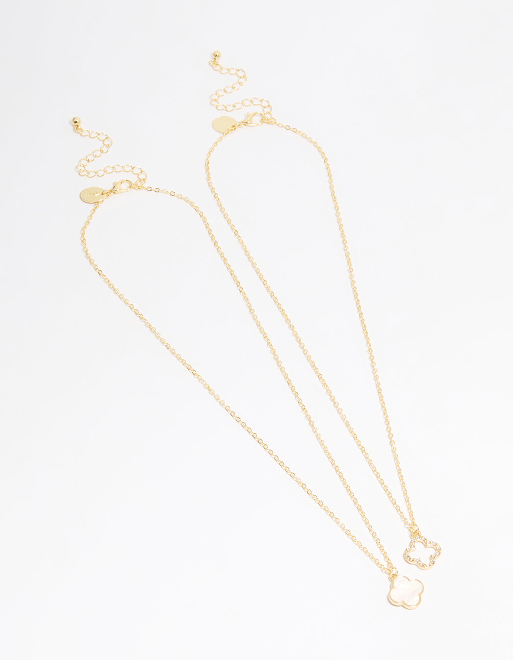 Gold Plated Flower Pendant Necklaces 2-Pack