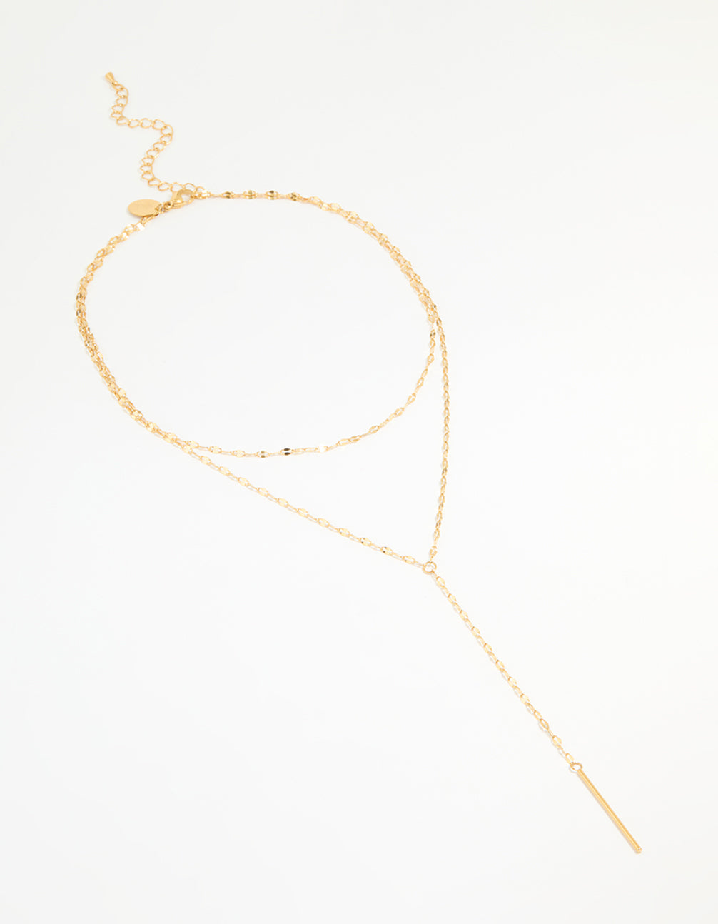 Waterproof Gold Plated Stainless Steel Layered Chain Y-Necklace