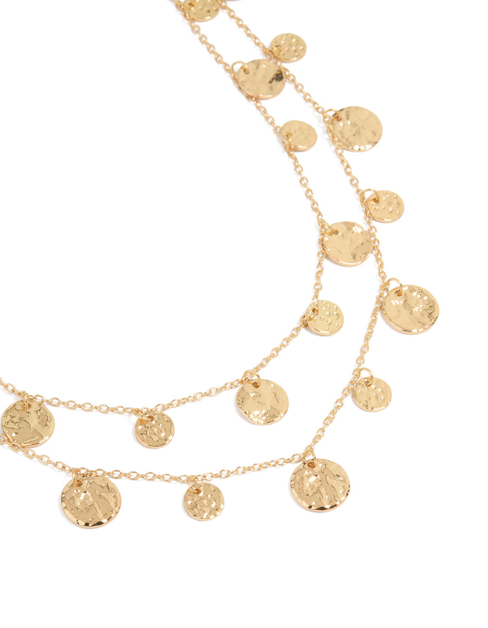 Gold Mini Organic Disc Layered Necklace