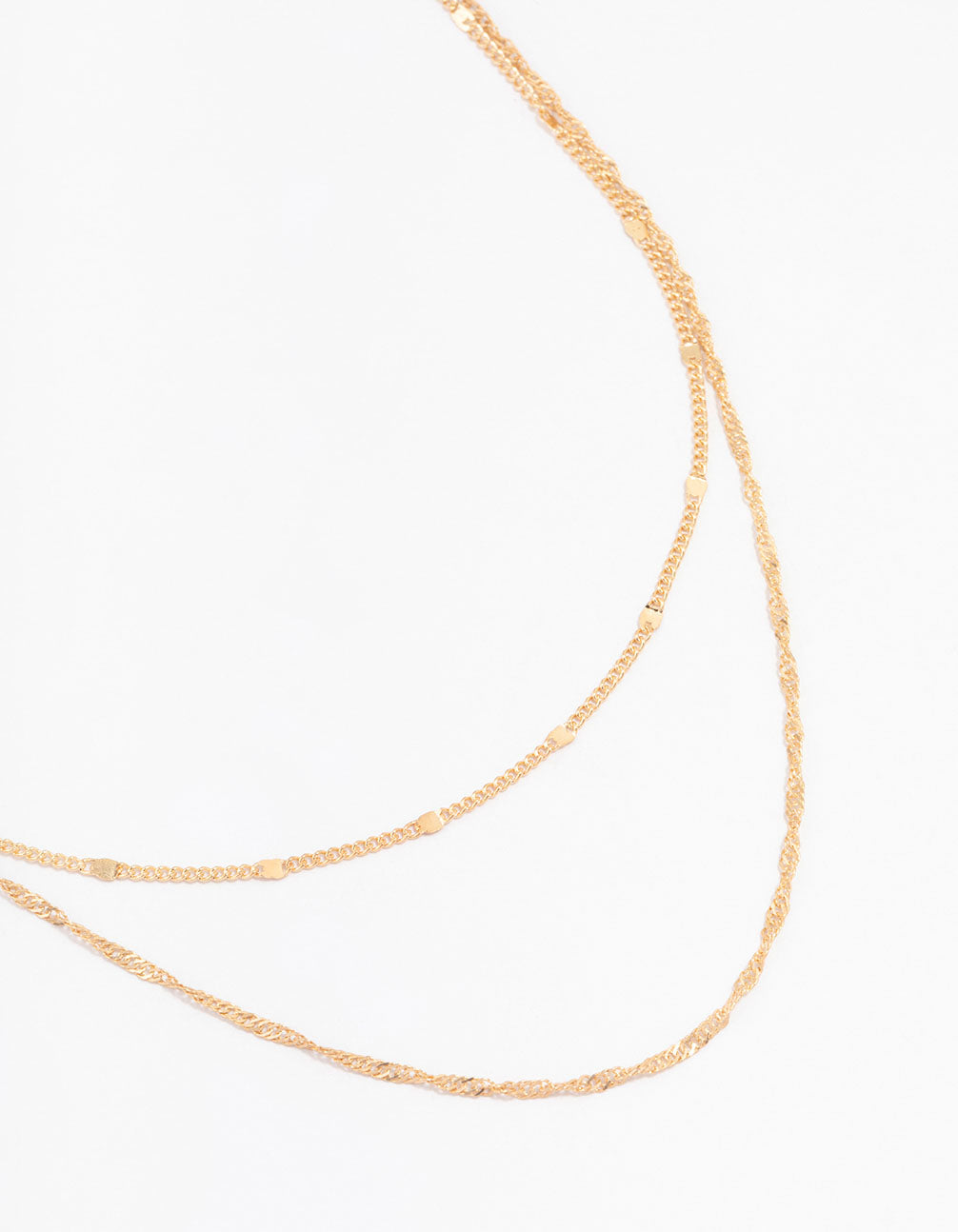 Gold Rope Double Chain Layered Necklace