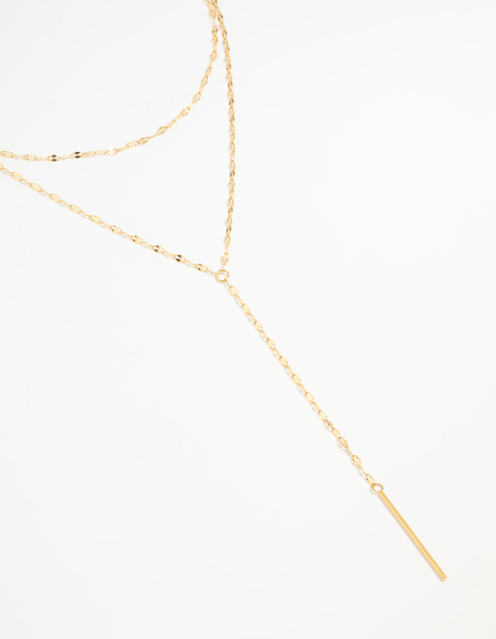 Waterproof Gold Plated Stainless Steel Layered Chain Y-Necklace