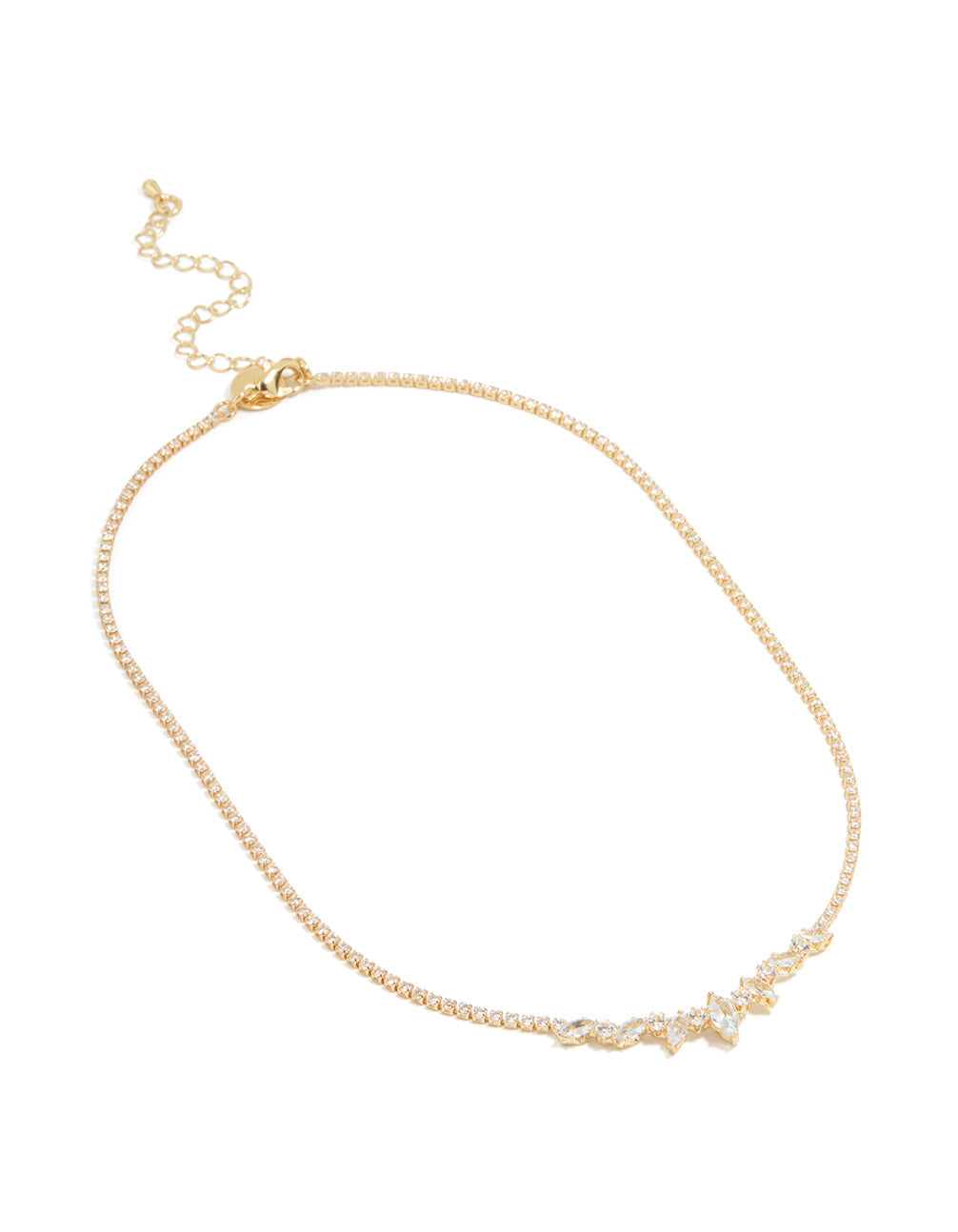 Silver Cubic Zirconia Pear Shaped Pendants Necklace